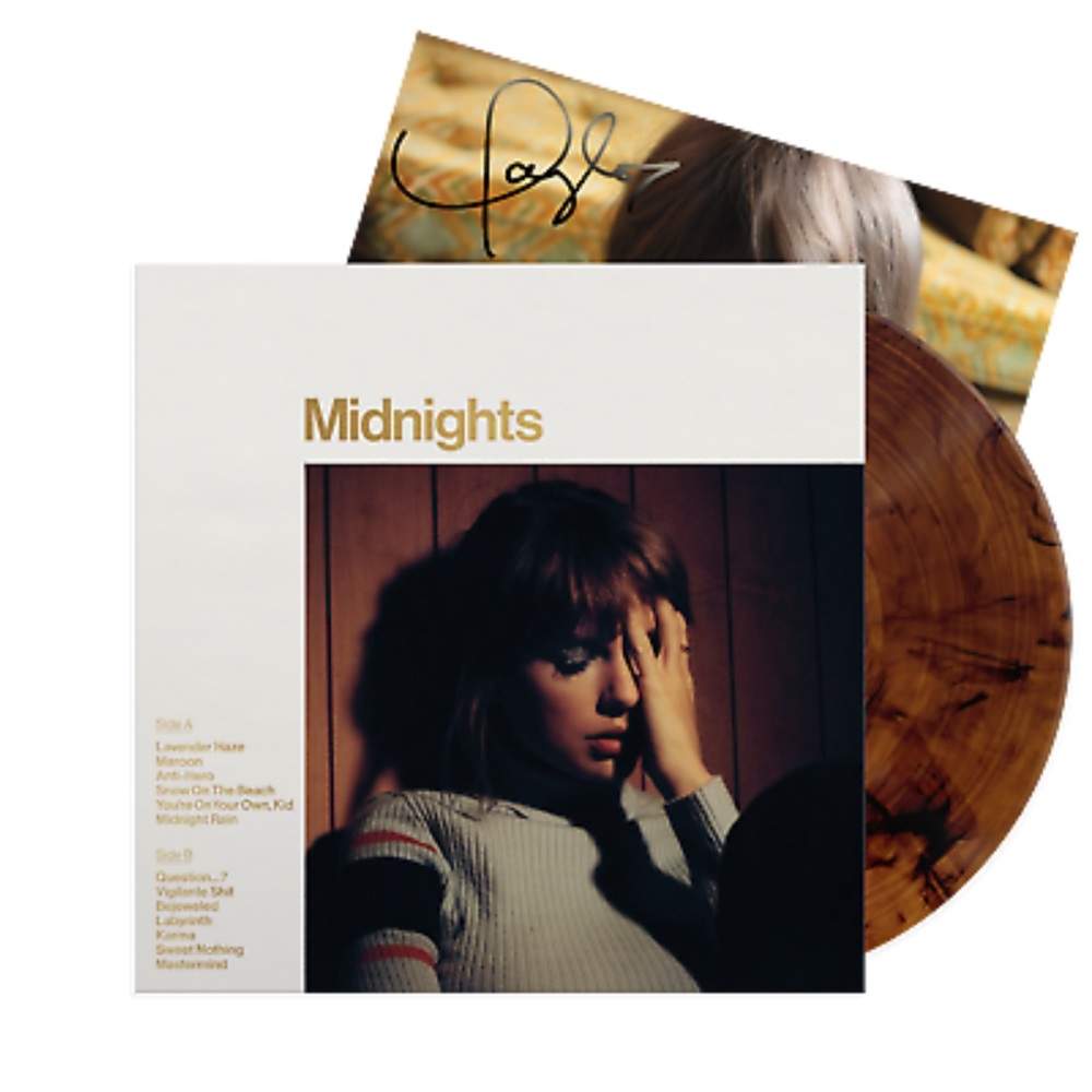 NEW IN PLASTIC! Hand Signed Taylor Swift Midnights Vinyl - in Mahogany